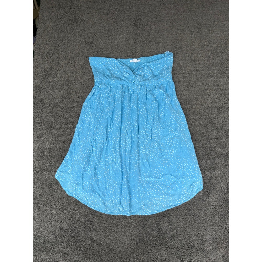 ONeill Womens Blue Speckled Twist Front Smocked Strapless Mini Dress Small